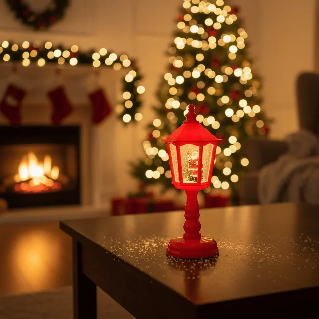 Battery-Operated Musical Snow Globe Lantern with LED Light and Swirling Glitter