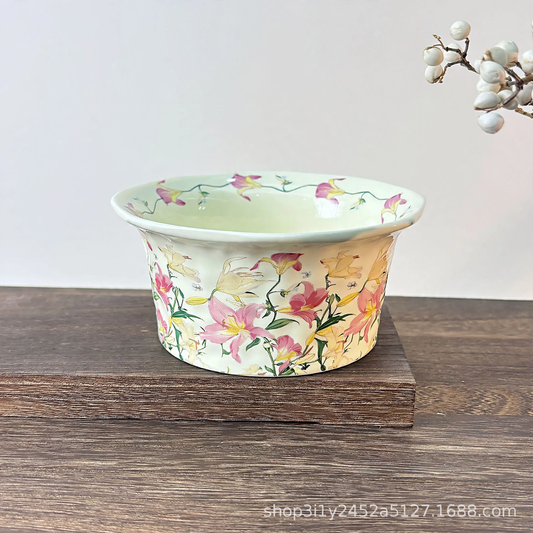 Ceramic Bowl with Floral Motif