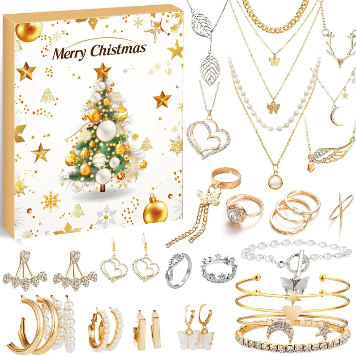 Children's Christmas Countdown Advent Calendar with 24 Unique Holiday Decorative Accessories