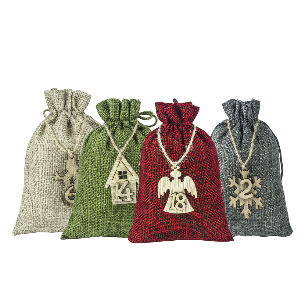 Christmas Advent Calendar Linen Bags Set