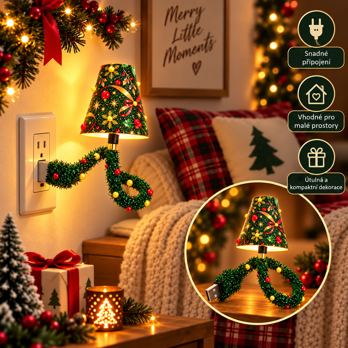 Christmas Projector Lamp with 6 Festive Light Patterns for Walls and Ceilings
