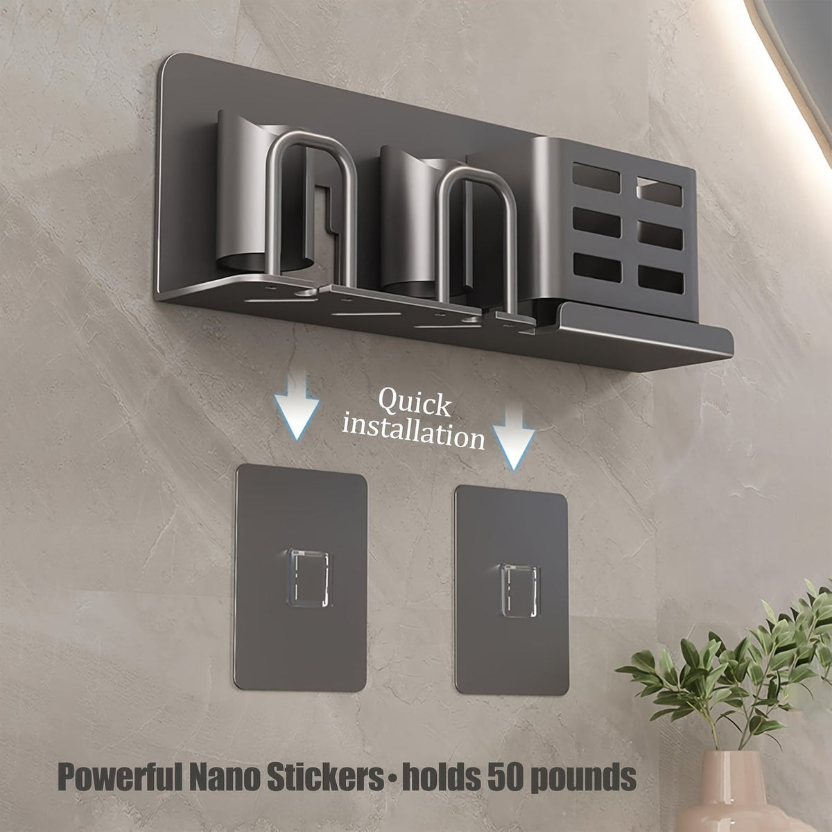 Dayhills | BristleHub Wall-Mounted Electric Toothbrush Holder – Aluminum Bathroom Organizer with Drainage Holes