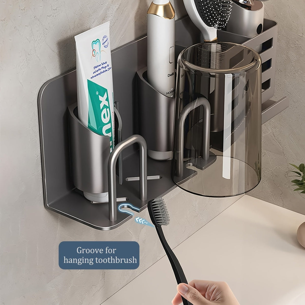 Dayhills | BristleHub Wall-Mounted Electric Toothbrush Holder – Aluminum Bathroom Organizer with Drainage Holes