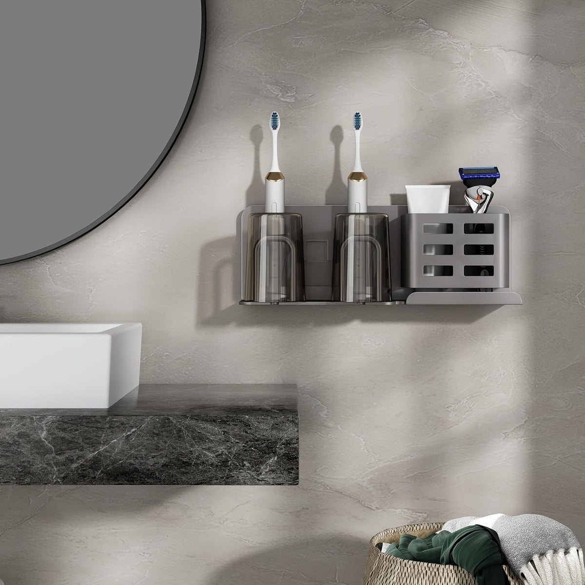 Dayhills | BristleHub Wall-Mounted Electric Toothbrush Holder – Aluminum Bathroom Organizer with Drainage Holes