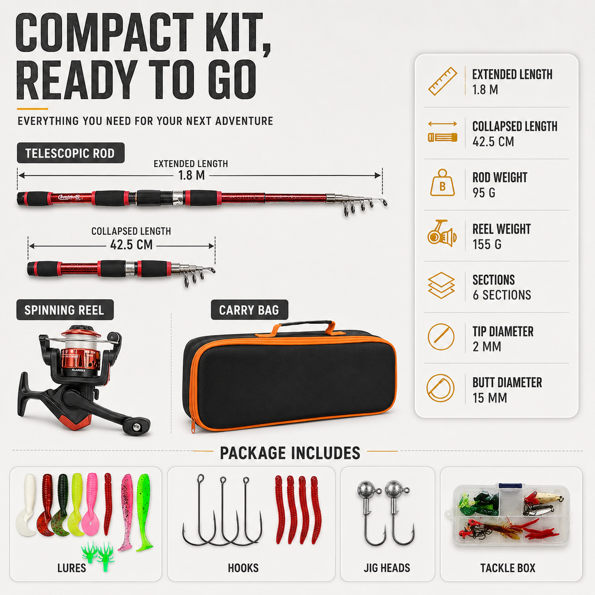 Dayhills | Castaway Telescopic Travel Fishing Rod Set