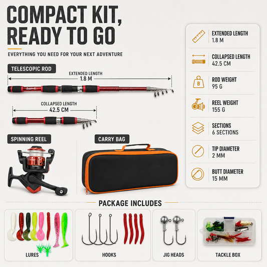 Dayhills | Castaway Telescopic Travel Fishing Rod Set