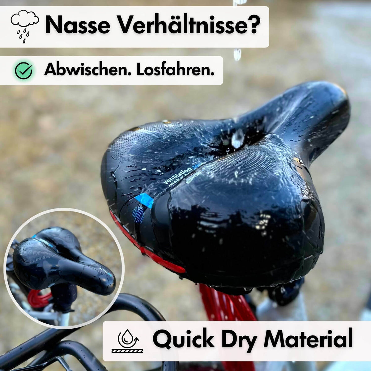 Dayhills | CloudComfort Pro Bicycle Seat | Pressure-Relieving Memory Foam | Black