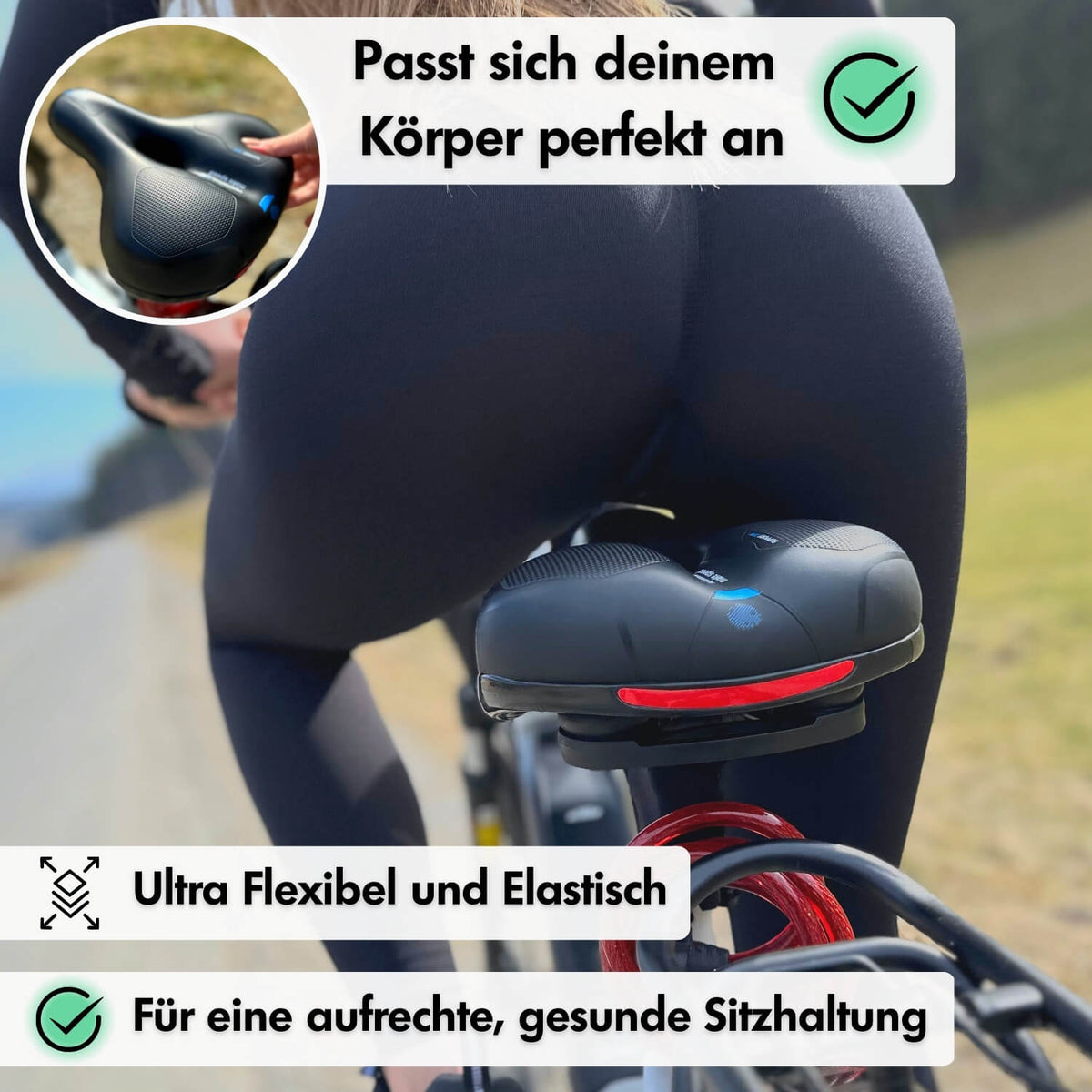Dayhills | CloudComfort Pro Bicycle Seat | Pressure-Relieving Memory Foam | Black