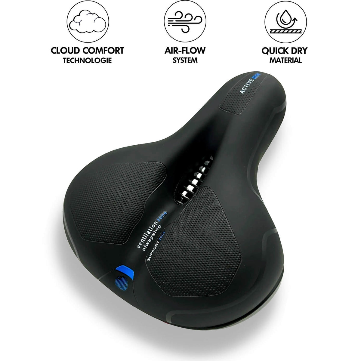 Dayhills | CloudComfort Pro Bicycle Seat | Pressure-Relieving Memory Foam | Black
