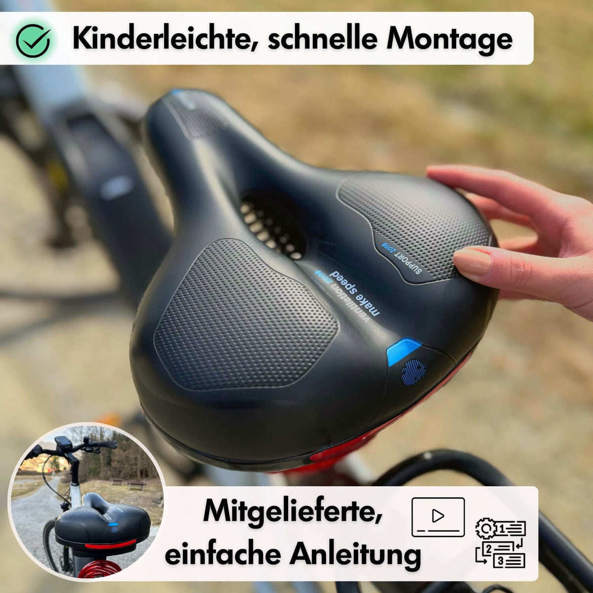 Dayhills | CloudComfort Pro Bicycle Seat | Pressure-Relieving Memory Foam | Black