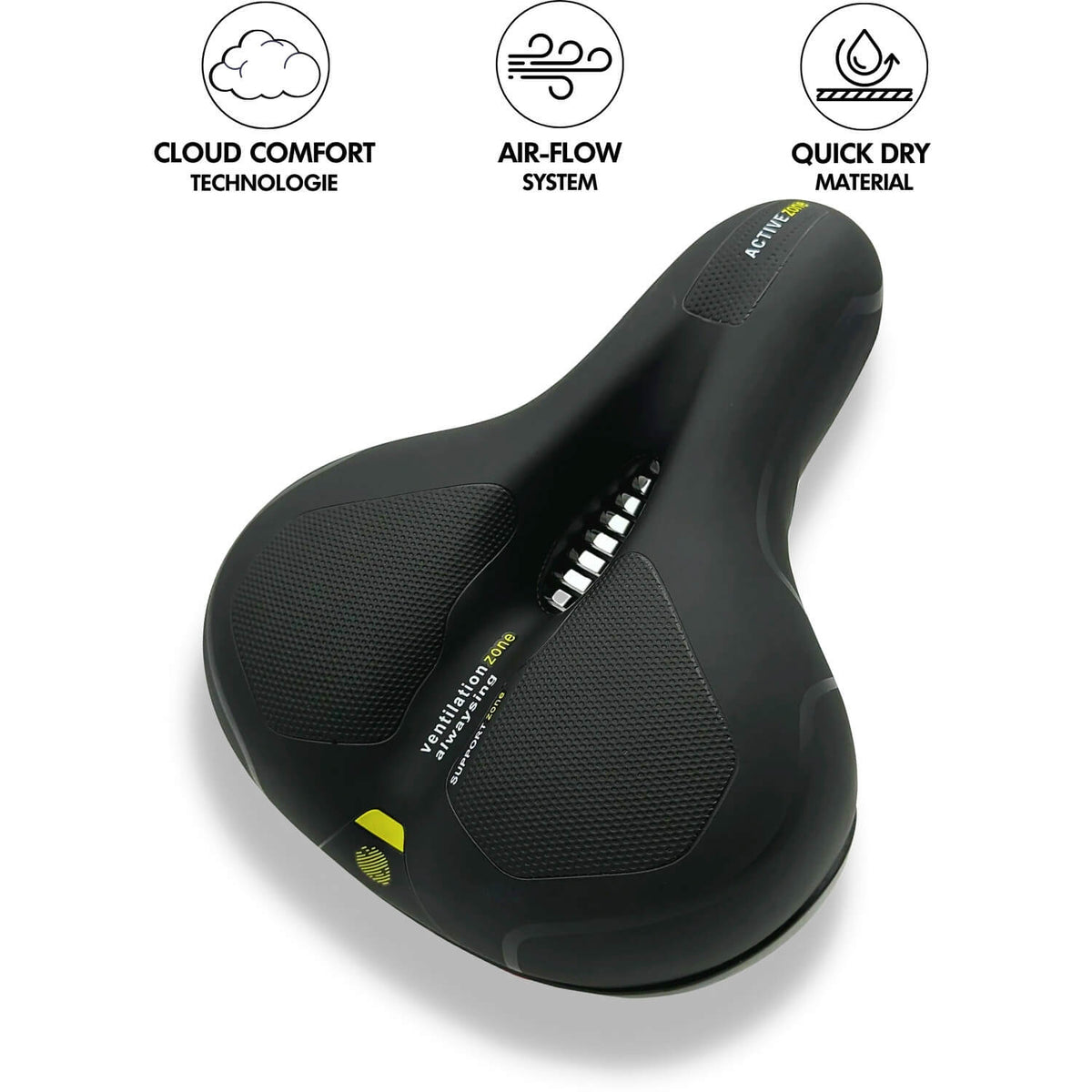 Dayhills | CloudComfort Pro Bicycle Seat | Pressure-Relieving Memory Foam | Black