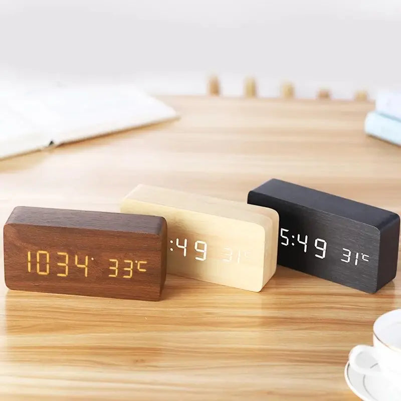 Dayhills | Digital Wooden Alarm Clock | LED Display, Silent Operation