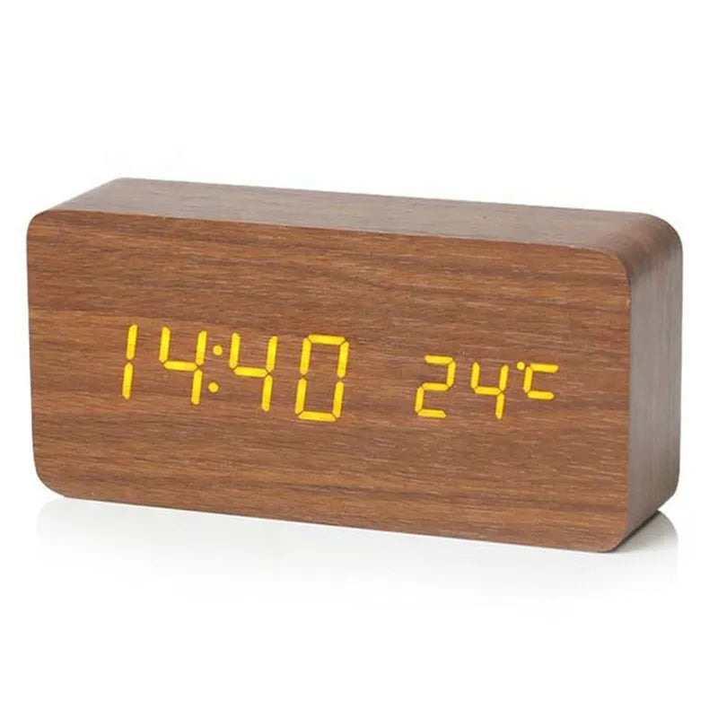 Dayhills | Digital Wooden Alarm Clock | LED Display, Silent Operation