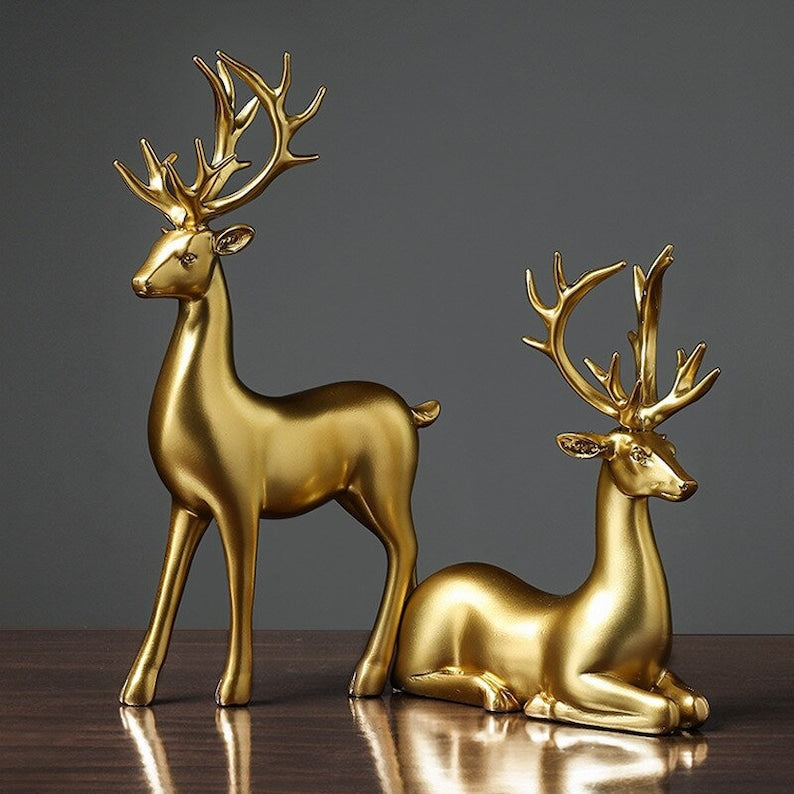 Dayhills | Golden Couple Deer Figurines