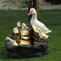 Dayhills | Lunaverde Solar Deco Fountain Duck & Squirrel | Garden Figure with LED Light | Weatherproof Resin | For Terrace & Balcony