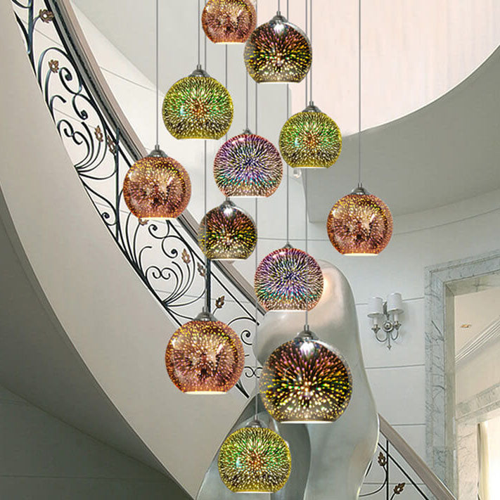 Dayhills | Modern Creative 3D Colorful Firework Glass 1-Light Dome Pendant Lamp