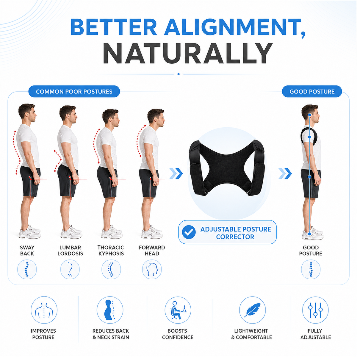 Dayhills | PostuSure Adjustable Shoulder Posture Brace