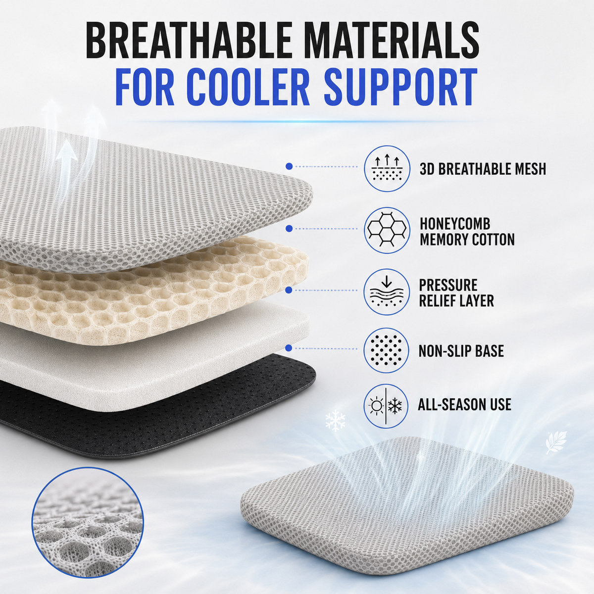 Dayhills | RideLift Breathable Honeycomb Seat Cushion