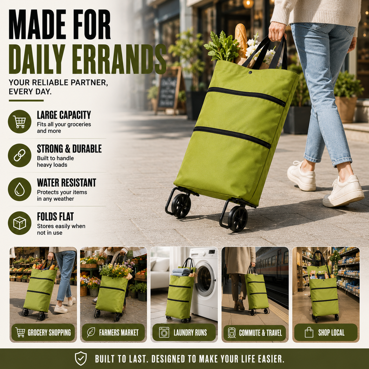 Dayhills | Rollpack Foldable Wheeled Shopping Hand Cart