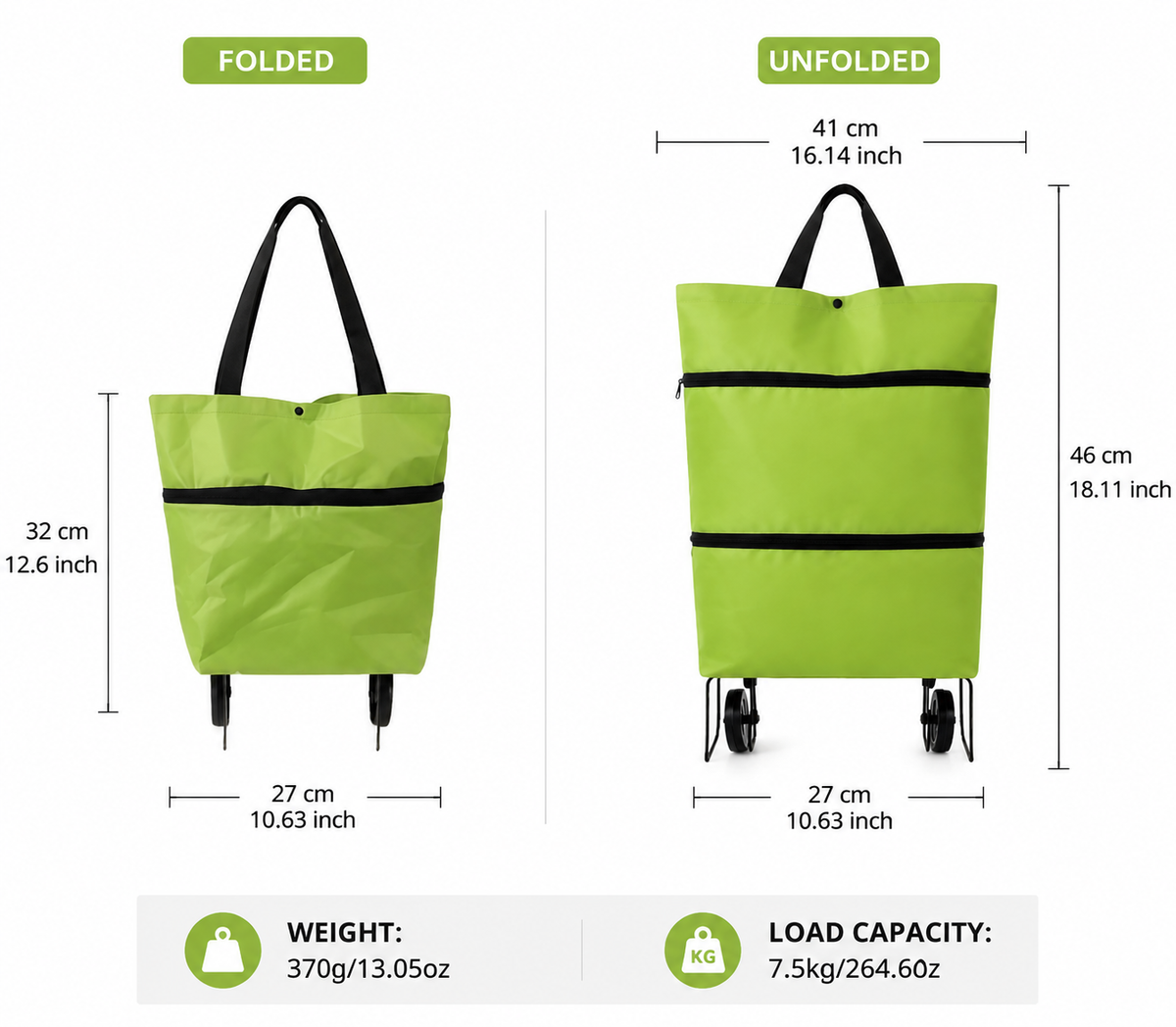 Dayhills | Rollpack Foldable Wheeled Shopping Hand Cart