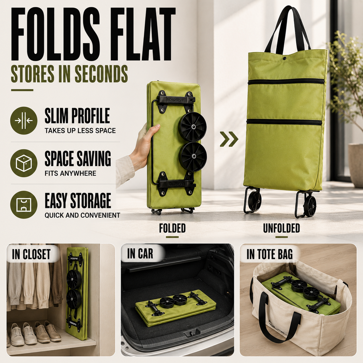 Dayhills | Rollpack Foldable Wheeled Shopping Hand Cart
