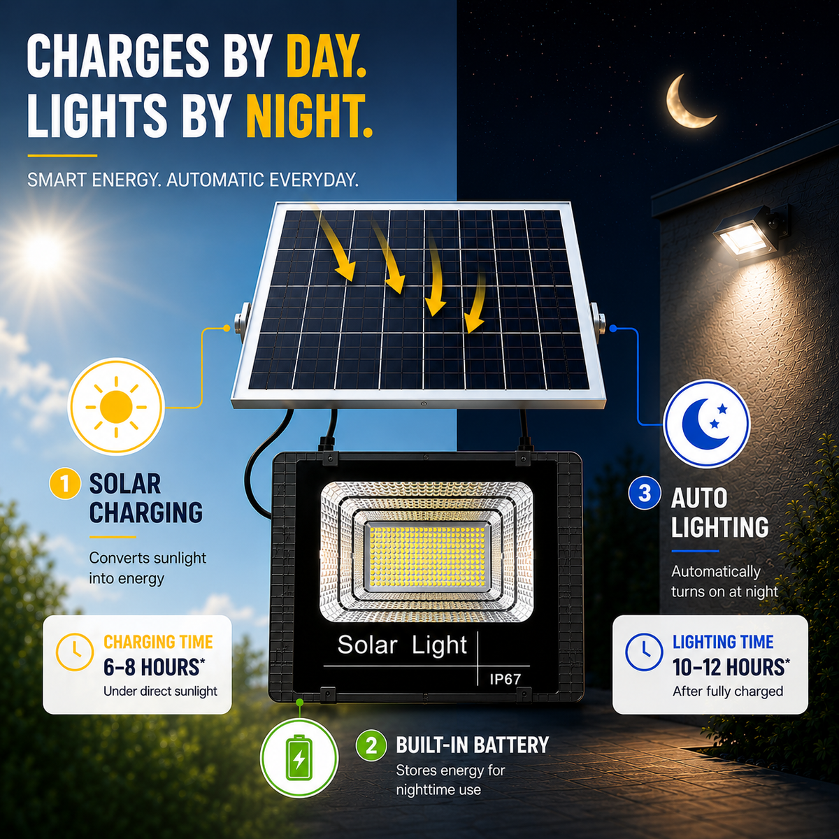 Dayhills | Soluxe Solar-Powered Outdoor Flood Light With Remote