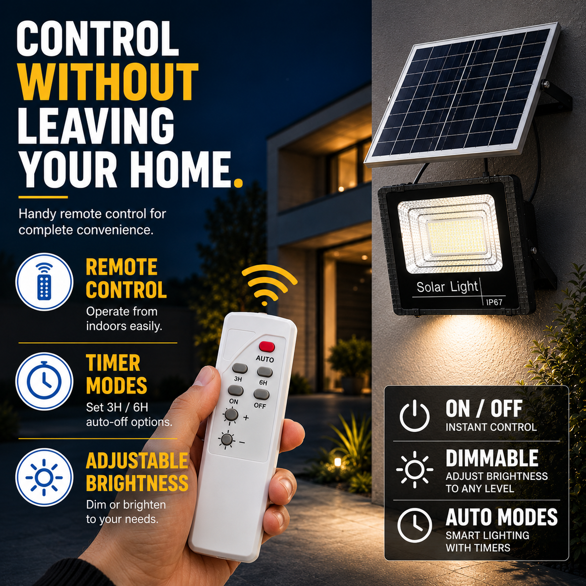 Dayhills | Soluxe Solar-Powered Outdoor Flood Light With Remote