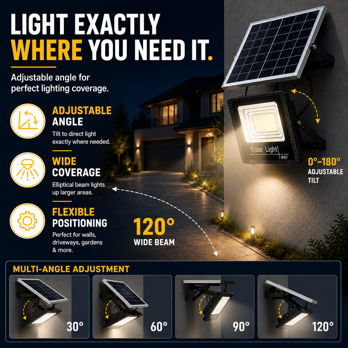 Dayhills | Soluxe Solar-Powered Outdoor Flood Light With Remote