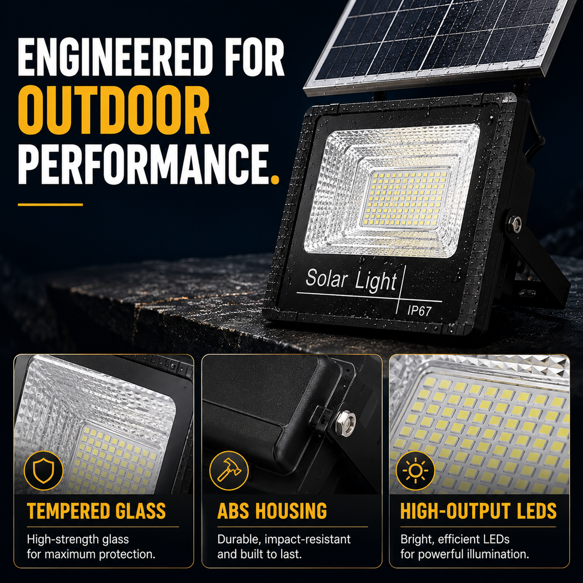 Dayhills | Soluxe Solar-Powered Outdoor Flood Light With Remote