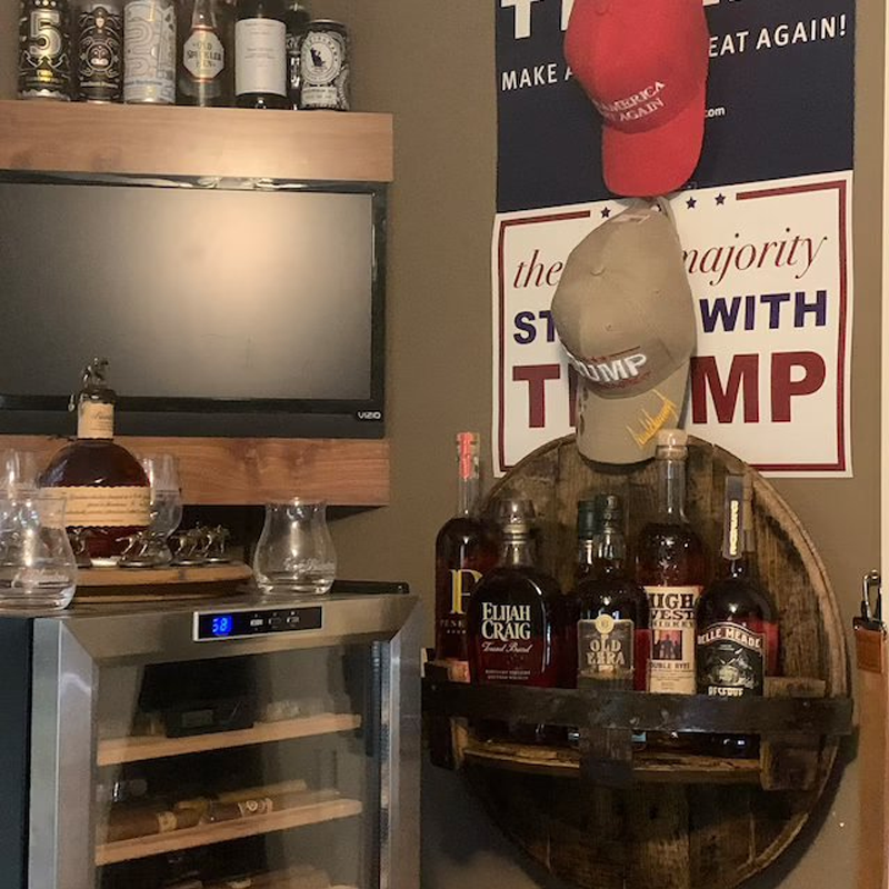 Dayhills | Whiskey Barrel Wall Shelf | Rustic Solid Wood Design | Round