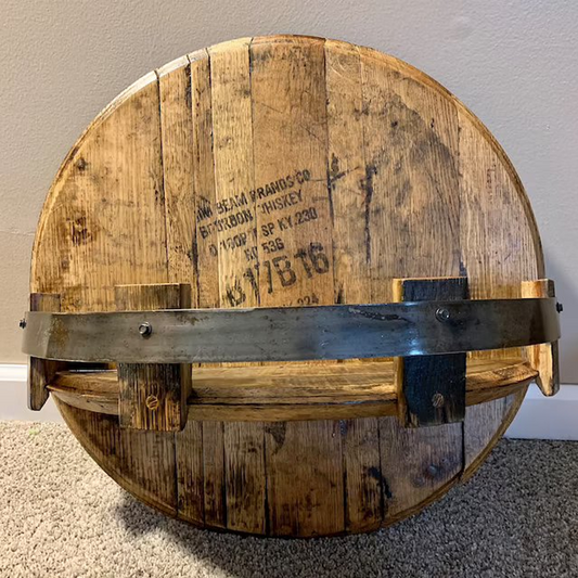 Dayhills | Whiskey Barrel Wall Shelf | Rustic Solid Wood Design | Round