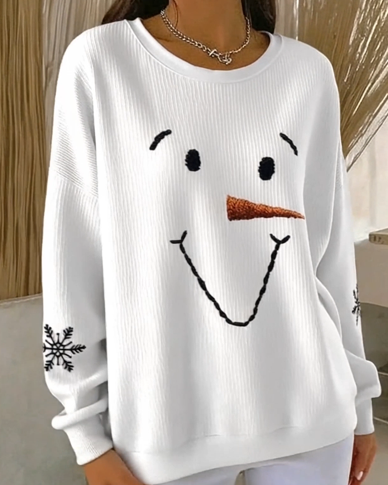 Cute Snowman Face Sweatshirt
