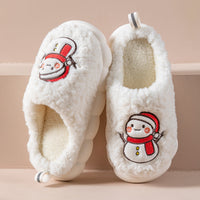 Cute Snowman Plush Slippers with Thick Non-Slip Sole
