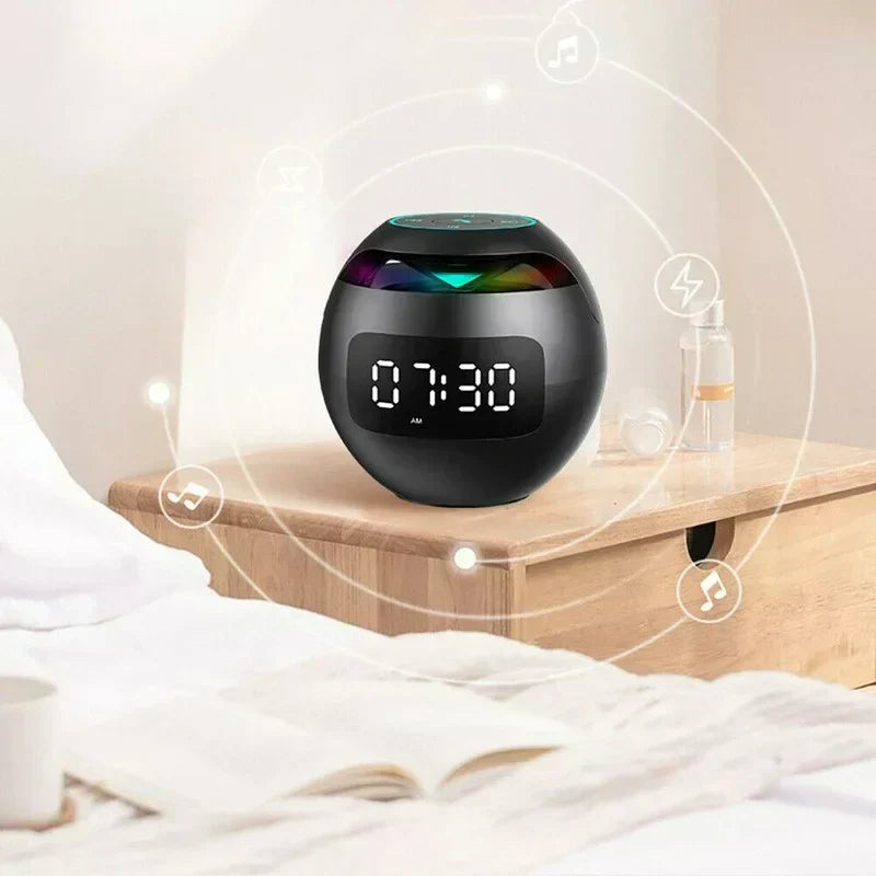 Digital LED Alarm Clock with Bluetooth Speaker & Colorful Night Light – Motion Sensor, Rechargeable, 5W Sound