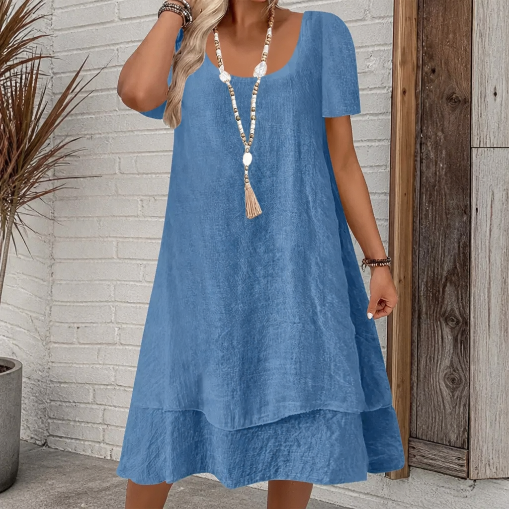 Double-Hem A-Line Cotton-Linen Dress