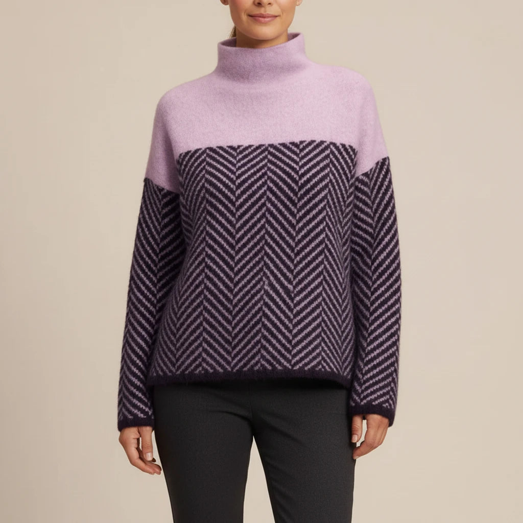 Women's Turtleneck Color Block Sweater