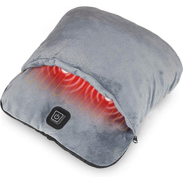 Electric Heated Foot Warmer and Shiatsu Massager with Vibration Massage Pouch