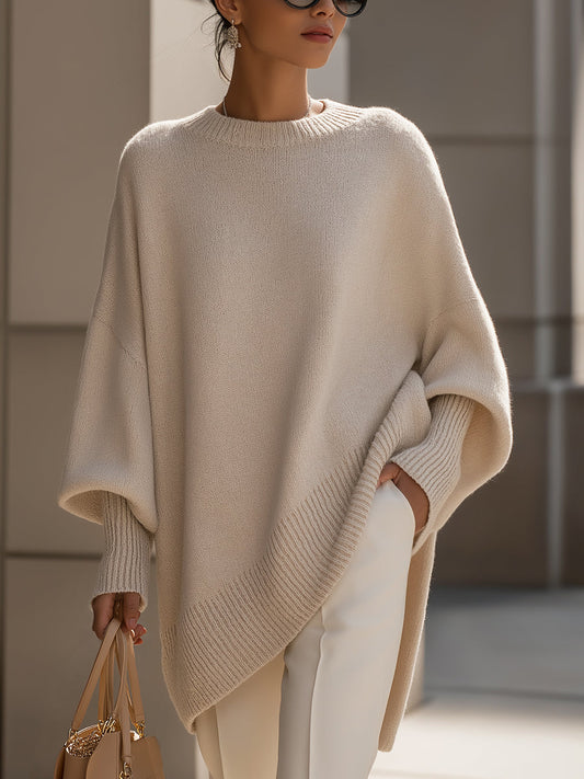 Elegant Sweater with Asymmetrical Hem