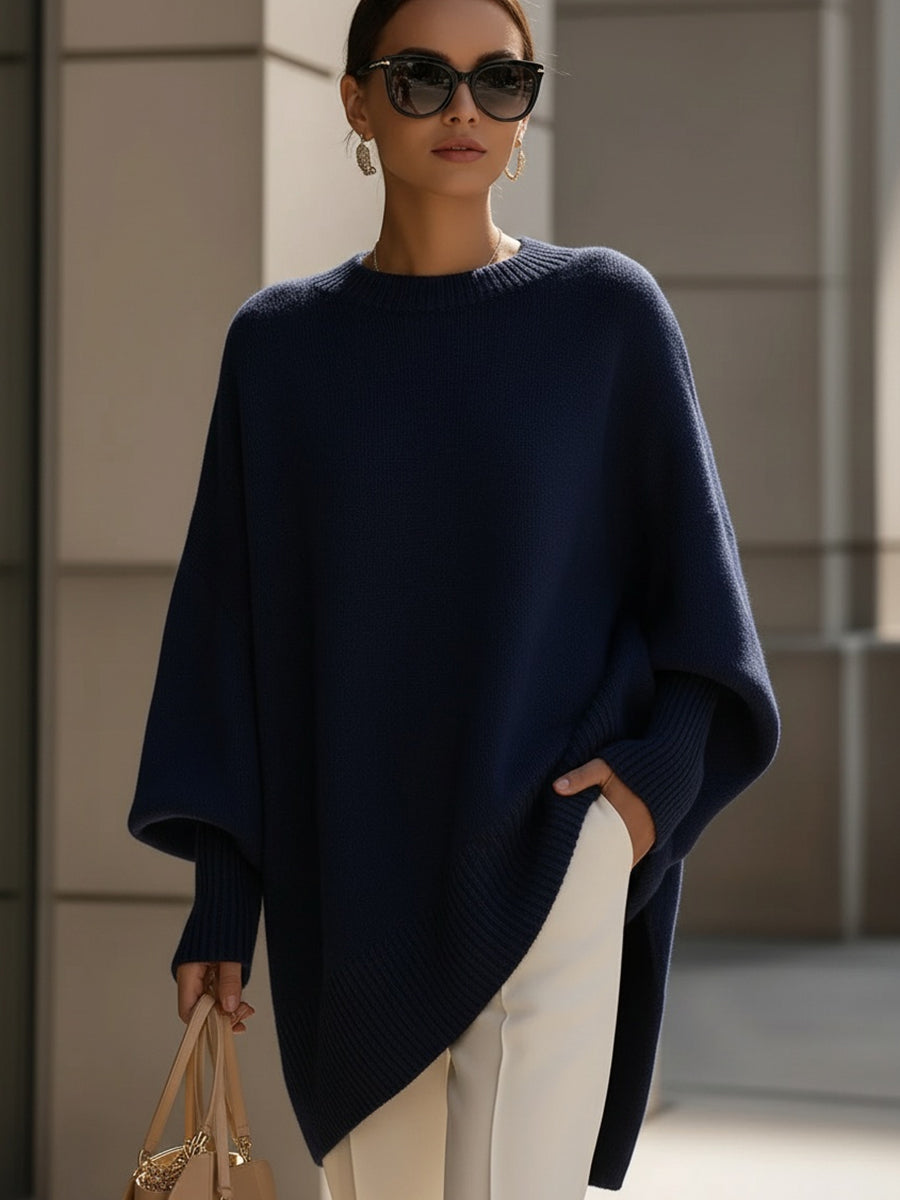 Elegant Sweater with Asymmetrical Hem