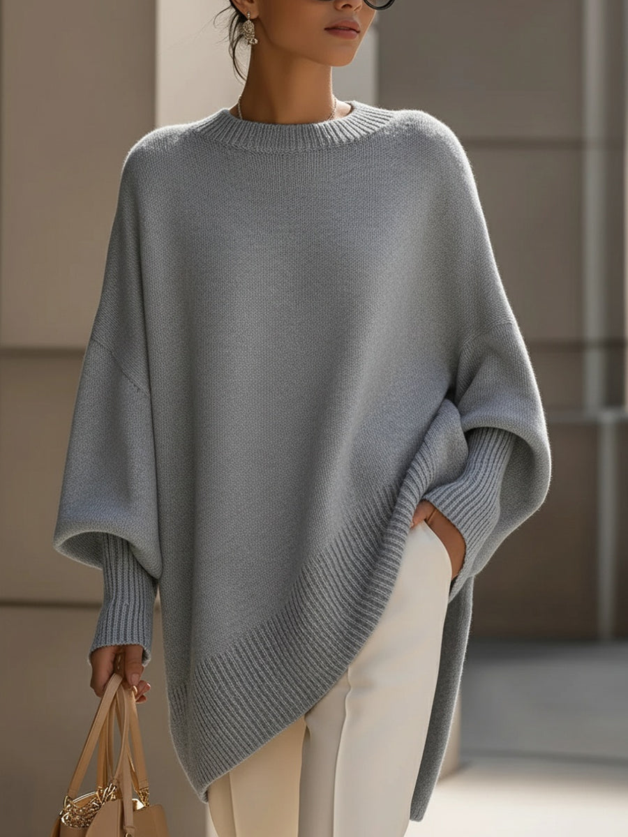 Elegant Sweater with Asymmetrical Hem