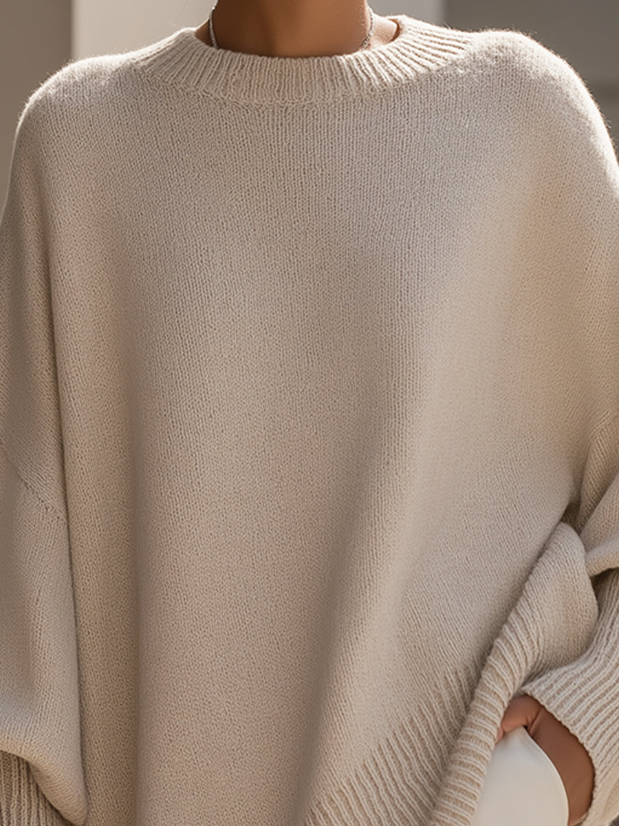 Elegant Sweater with Asymmetrical Hem