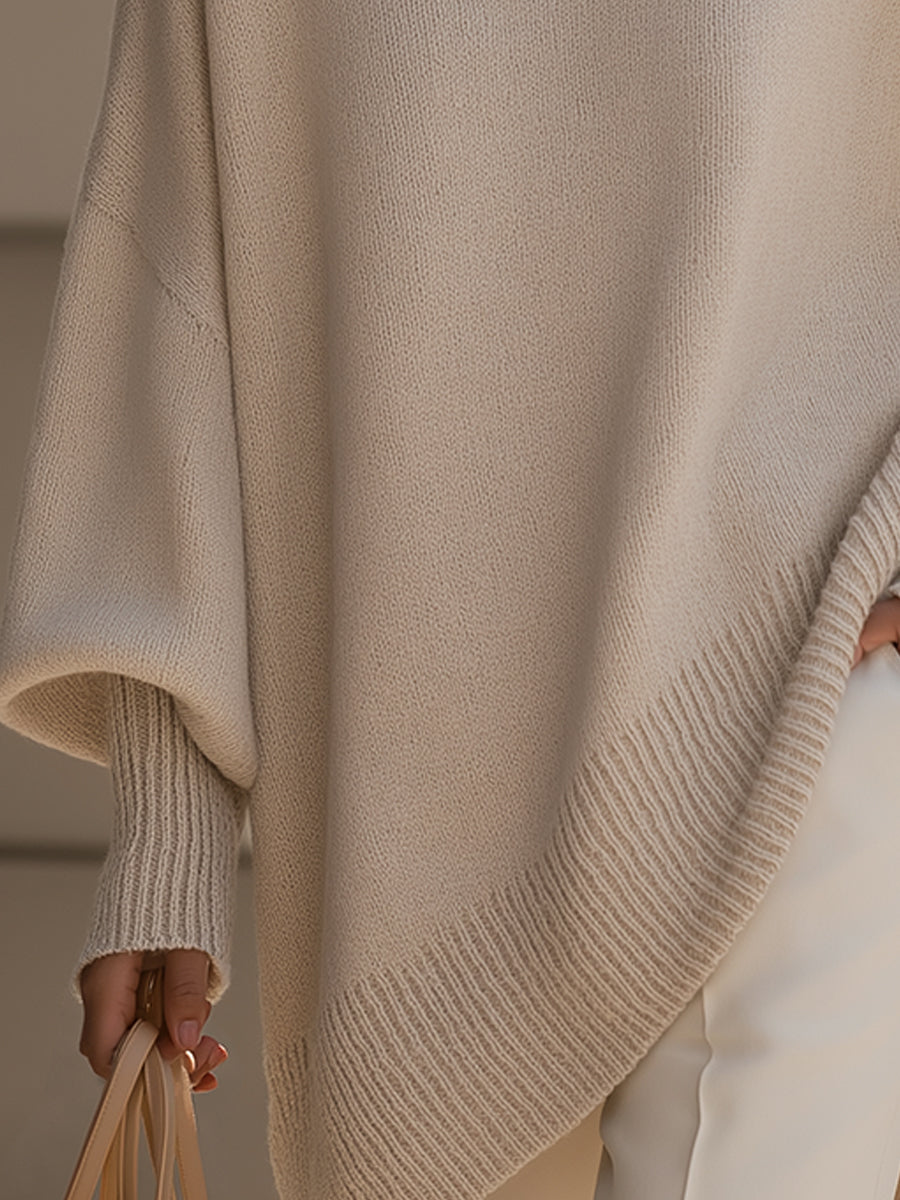 Elegant Sweater with Asymmetrical Hem