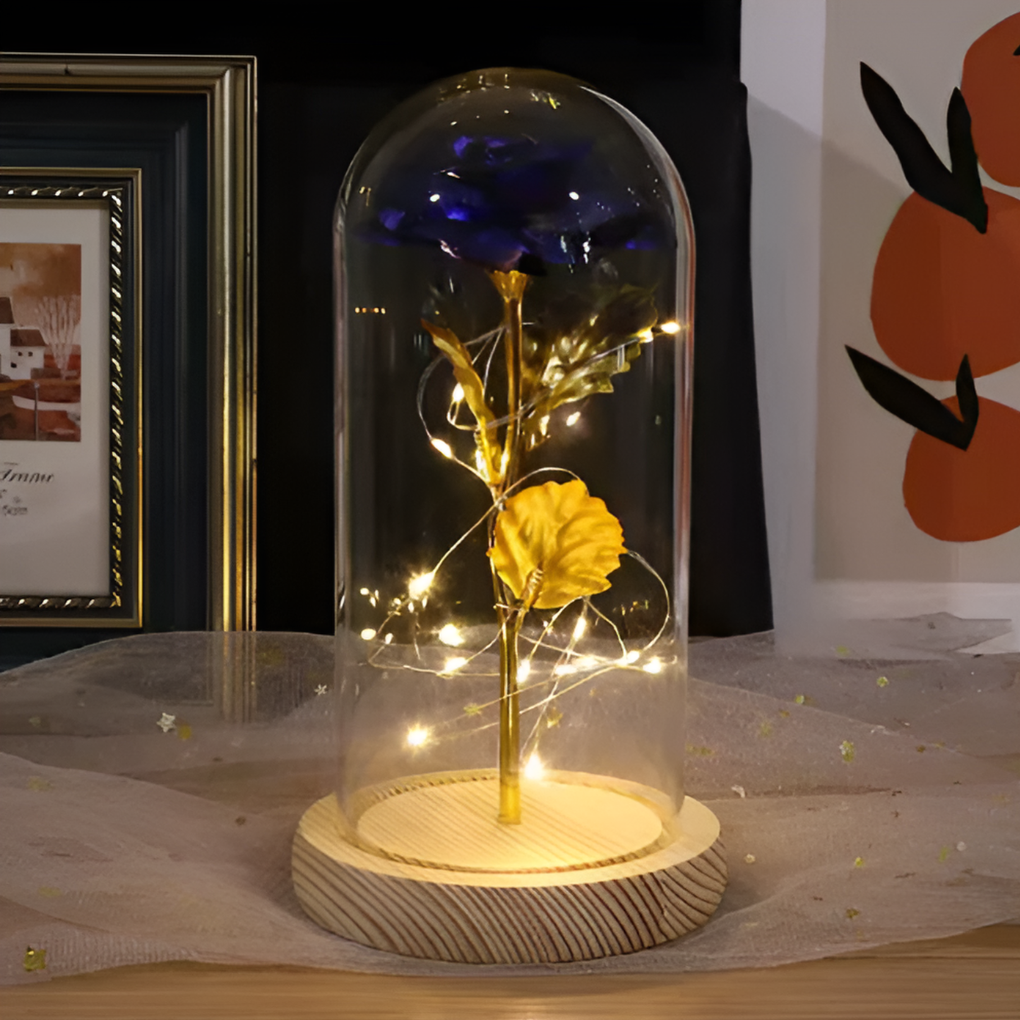 Eternal Rose with LED Lights in Glass Dome