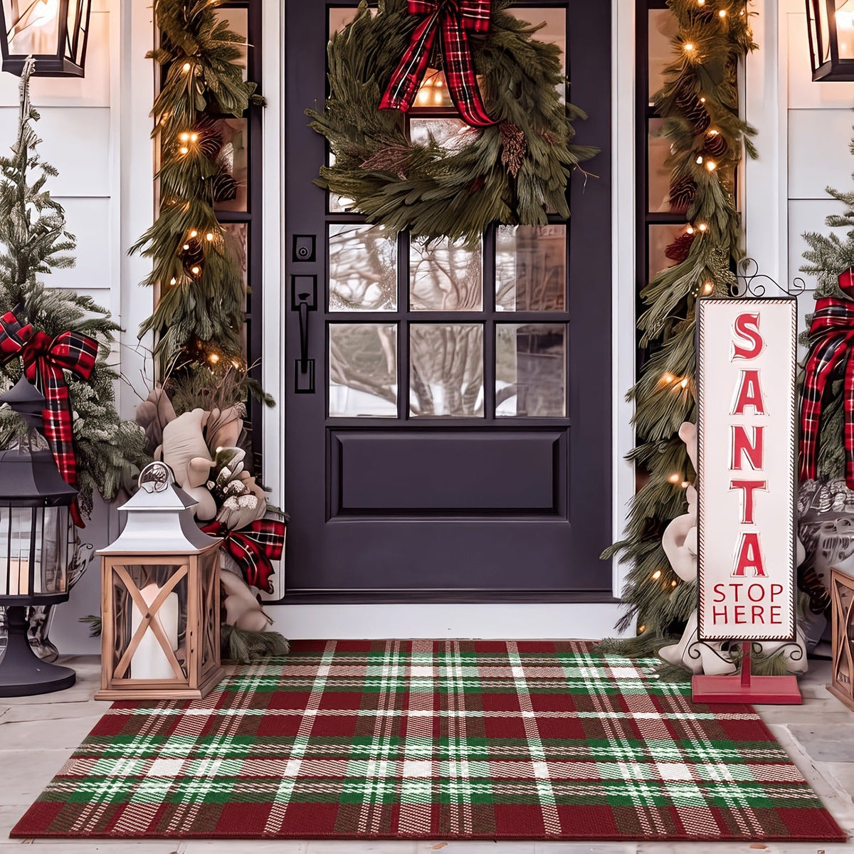 Festive Plaid Entry Mat