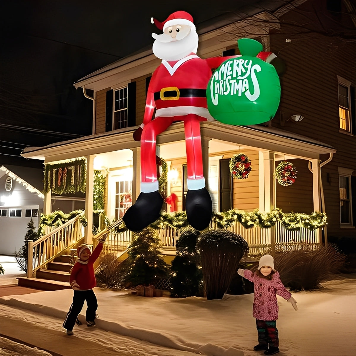Giant LED Inflatable Climbing Santa Outdoor Christmas Decoration