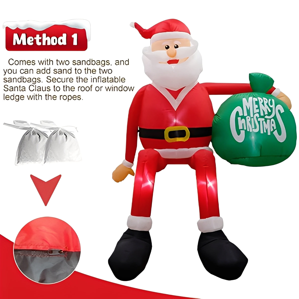 Giant LED Inflatable Climbing Santa Outdoor Christmas Decoration