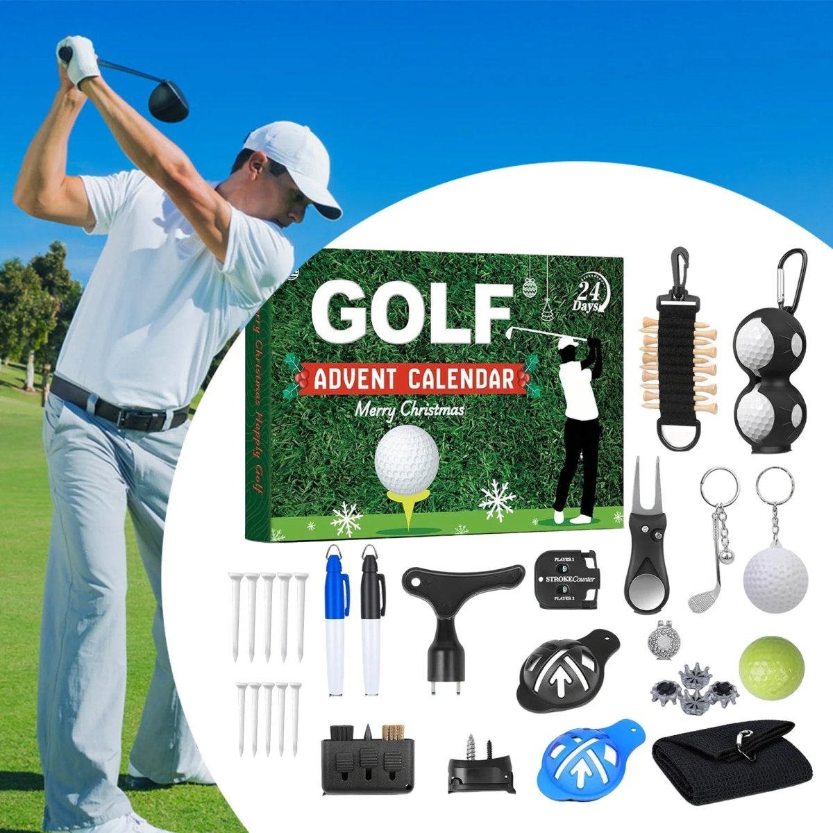 Golf Advent Calendar with 24 Days of Accessories for Golf Fans