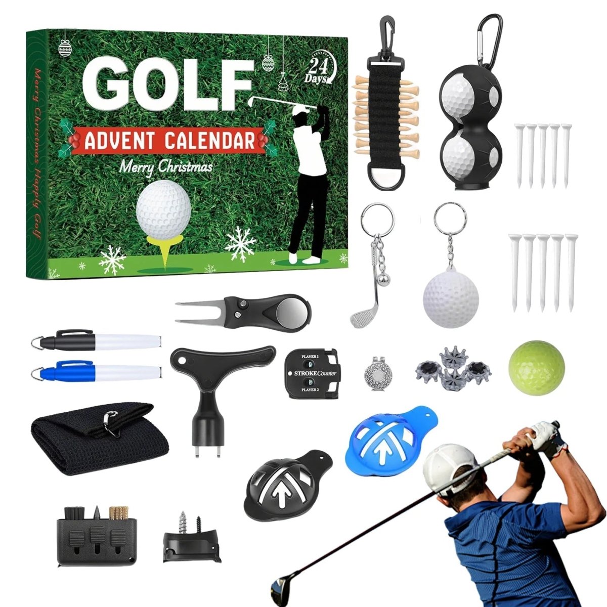 Golf Advent Calendar with 24 Days of Accessories for Golf Fans