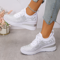 Happy™ Women Sneakers: Stylish Breathable Wedge Heel Women's Sneakers with Sparkling Rhinestones