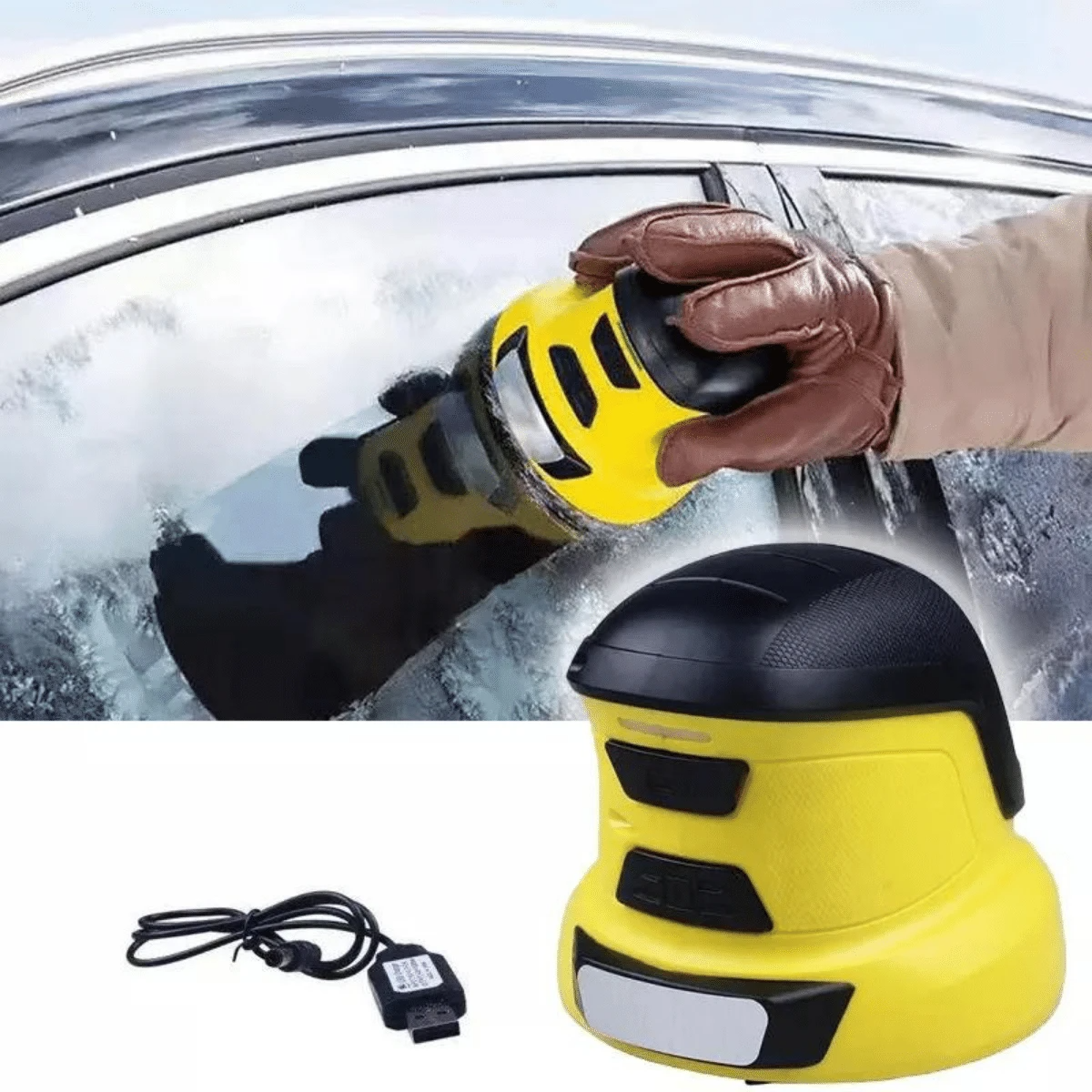 Heated Windshield Ice Scraper with Automatic Clearing for Winter Driving